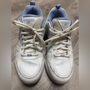 New Balance 409 White and Light Blue Sneakers